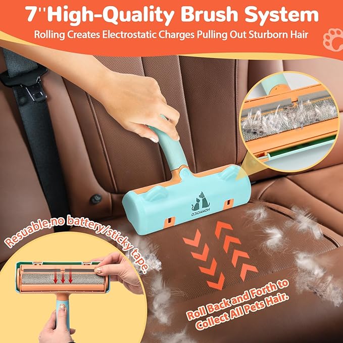 5 PCS Pet Hair Removal Tool, Roller Dog Hair Removers for Couch, Retractable Pet Hair Carpet Scraper Rack, Reusable Cat Hair Remover for Bed, Rugs, Stairs, Furniture-PurrikoPets