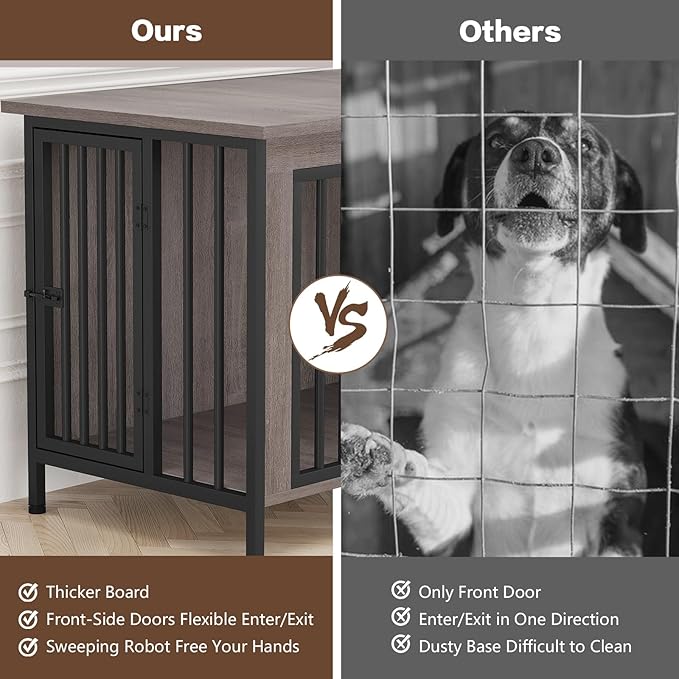 EasyCom 31.5" Small Dog Crate Furniture, Chew-Resistant Dog Crates for Small and Medium Dogs, Dog Kennel Furniture Indoor with 2 Doors and 3.94" Raised Feet, as TV Stand, End Table, Crate Table-PurrikoPets