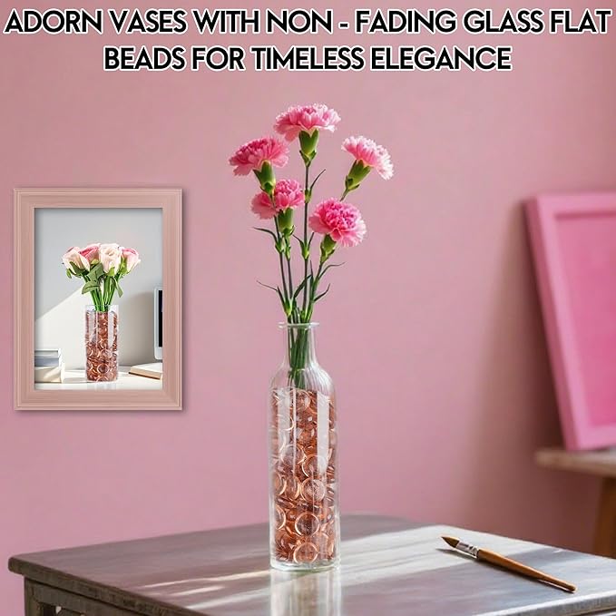 Glass Marbles, 0.97 LB Transparent and Smooth Flat Glass Beads for Vases, Mosaic Gem Pebbles for Aquarium Decor, Floral Arrangements, Mancala Stones, Vase Filler and Crafts, Pink-PurrikoPets