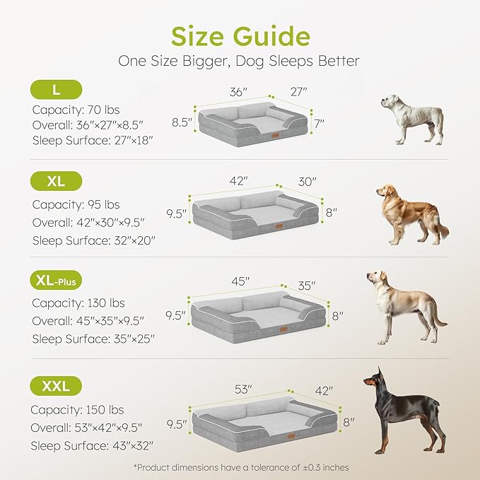 Extra Large Dog Bed, Orthopedic Dog Bed with Cooling Gel Memory Foam, Waterproof XL Pet Bed with Removable Washable Cover, 42" Pet Sofa Couch Dutch Velvet with Bone Toy, Light Gray-PurrikoPets