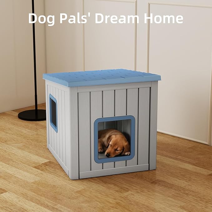 Dog House Small Dog Houses Outdoor with Sloped Roof Waterproof Ventilated Design Easy to Clean Elevated Floor Easy Assembly for Middle Sized Dogs-PurrikoPets
