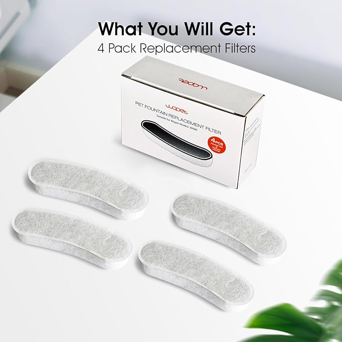 Dog Water Fountains by WOPET, 4 Pcs Pet Water Fountain Filters for W600 Dog Fountain, Large Dog Fountain Filter Replacement Cats,Pets-PurrikoPets
