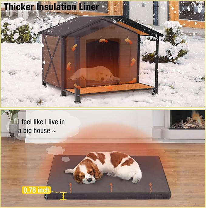 Aivituvin Large Dog House Outdoor Insulated Dog Kennel with Insulated Liner for Winter-PurrikoPets