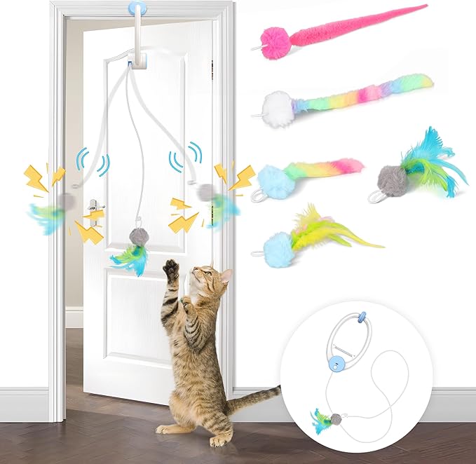 5 Pack Cat Toy Replaceable Feathers for Interactive Cat Toys with Remote Control, Cat Feather Toys Attachments for Indoor Cats Exercise and Play (Not Include Cat Toy, Only Accessories)-PurrikoPets