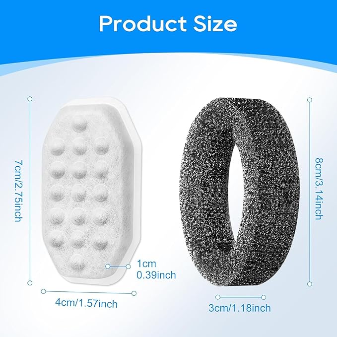 16+16 Pack Pet Water Fountain Filter Compatible with Rellaty & Fit for Neareal 108oz/3.2L Automatic Dog Water Dispenser, Cat Filters for Fountain Cat Bowl-PurrikoPets