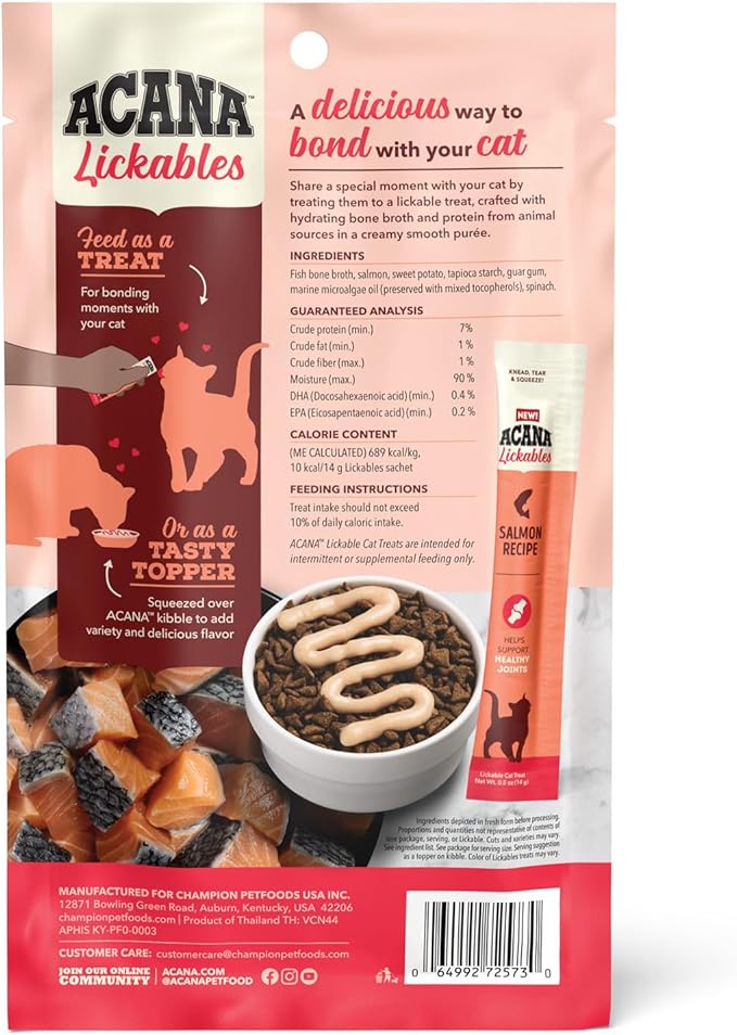 ACANA Lickables Cat Treats Salmon Recipe .5oz Tubes (5 Count)-PurrikoPets