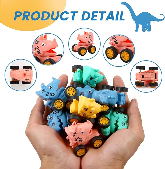 18Pcs Dinosaur Pull Back Cars Set for Kids Toddlers, Bulk Mini Racing Vehicles Toys Party Favors, Pinata Fillers, Goodie Bag Stuffers, Classroom Prizes for Boys Girls-PurrikoPets