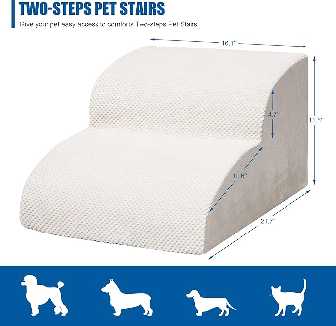 Dog Stairs for Small Dogs - High Density Foam Pet Steps, Extra Wide Dog Ramp with Non-Slip Bottom for High Beds, Couch and Sofa, Best for Dogs Injured, Older Doggy Cats-PurrikoPets