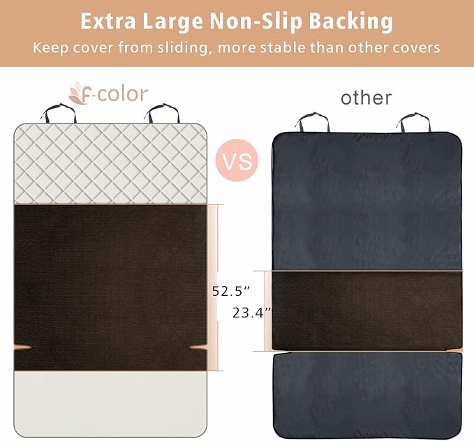 F-color SUV Cargo Liner for Dogs, Water Resistant Pet Cargo Cover Dog Seat Cover Mat for SUVs Sedans Vans with Bumper Flap Protector, Non-Slip, Large Size Universal Fit, Beige-PurrikoPets