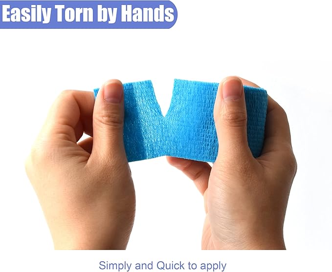 9 Pack 2" x 5 Yards Self Adhesive Bandage Wrap Self Stick Wrap for Ankle, Wrist, Finger, Sports, Breathable Cohesive Vet Tape for Pets (Light Blue)-PurrikoPets