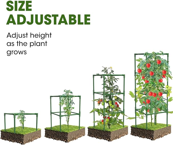 6 Pack Tomato Cages, 41.7" H Square Tomato Plant Stakes Support Cages Trellis for Garden Climbing Vegetables Flowers Fruits,Extra Bold-PurrikoPets