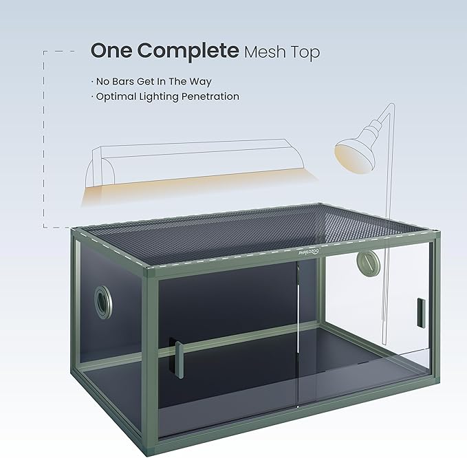 50 Gallon Bearded Dragon Tank, Reptile Enclosure for Easy Maintenance, Front Opening Reptile Tank with Top Screen Ventilation & Glass Sliding Door 36''x18''x18''-PurrikoPets