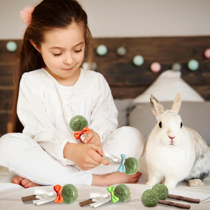 18-Pack Natural Alfalfa & Apple Wood Chew Lollipops for Small Pets - Healthy Dental Toys for Hamsters, Rabbits, Guinea Pigs, Chinchillas-PurrikoPets