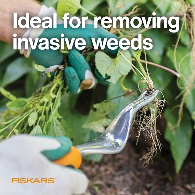Fiskars Ergo Weeder Tool for Weeding, Heavy Duty Gardening Hand Tool with Ergonomic Handle and Hanging Hole for Storage, Remove Weeds and Roots like Dandelions and Thistles-PurrikoPets