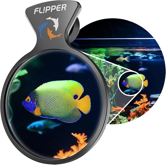 Flipper DeepSee 4" Viewer - Filter Clear Lens and Aquarium Magnetic Magnifier - Fish Tank Magnifying Glass for Coral Reef Aquarium - Magnetic Magnifying Glass Ideal for Photography - Black-PurrikoPets