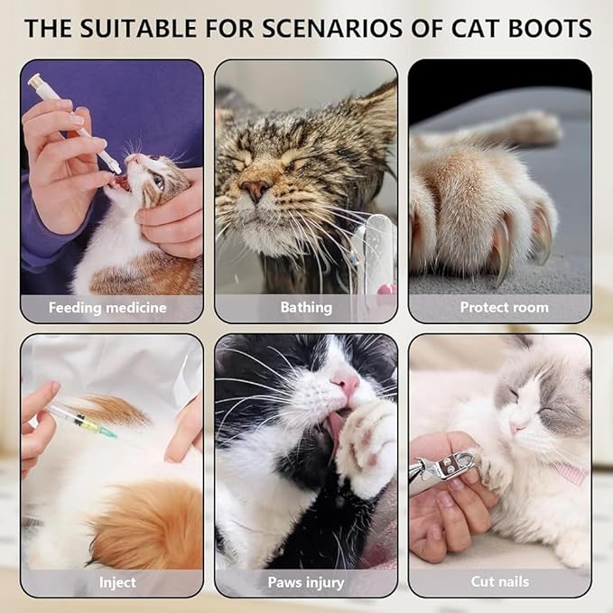 8 Pack Cat Mittens to Prevent Scratching, Adjustable Breathable Mesh Cat Booties & Claw Covers - Anti Scratch Gloves for Bathing, Nail Trimming - 4 Black & 4 Grey, Paw Inner Diameter up to 1.57 Inches-PurrikoPets