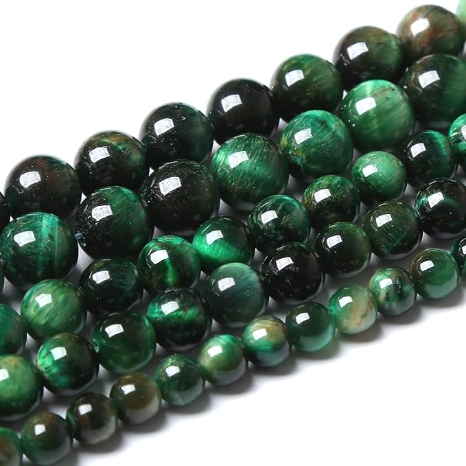 Natural Green Tiger Eye Beads Stone Round Loose Beads Energy Gemstone Healing Power for Jewelry Making 1 Strand 6mm 60pcs 15"