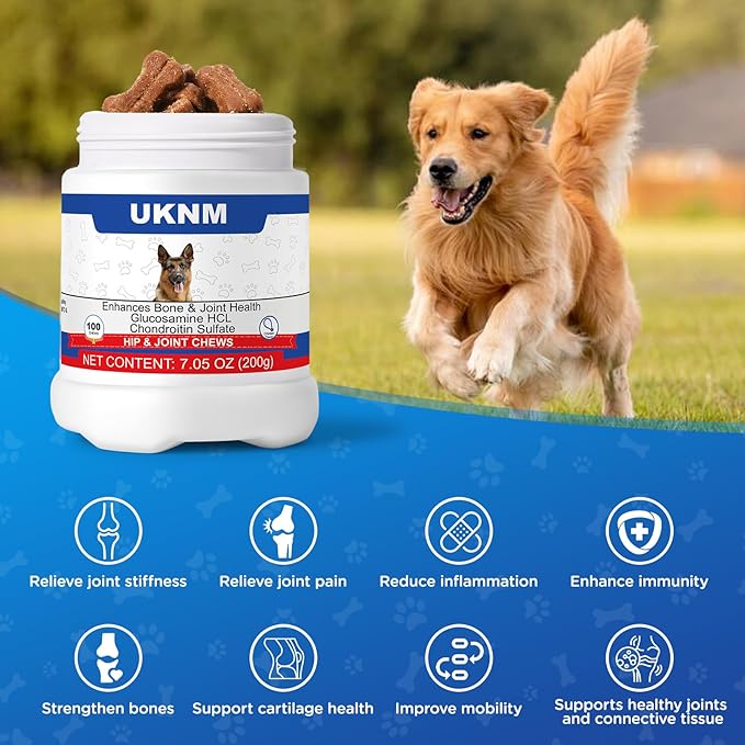 Dog Hip and Joint Supplement,100 Count,Chicken Flavor,Pain and Inflammation Relief Chews with Glucosamine, MSM, Vitamin C, Omega 3,Treats Hip Dysplasia, Arthritis,for Hip & Joint Health, Pain Relief-PurrikoPets