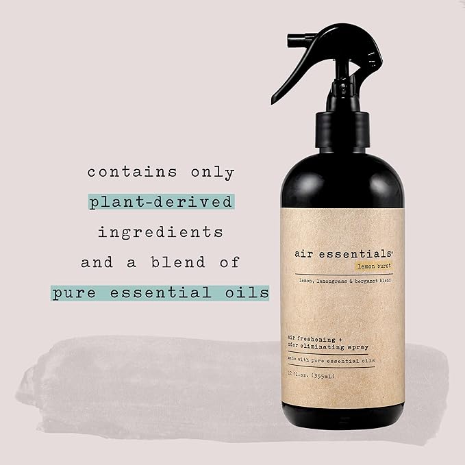 Air Essentials Air Freshener & Odor Eliminator Spray - 12 oz, Pack of 2 - Made with Pure Essential Oils - Lemon Burst Scent-PurrikoPets