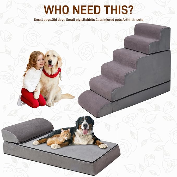 24-30inches High Dog Stairs & Steps for High Beds Tall, LitaiL 29inch 6 Steps Pet Stairs/Steps for High Beds Large Dogs, Non-Slip Dog Ramps for Small Dogs, for Older Cats-PurrikoPets