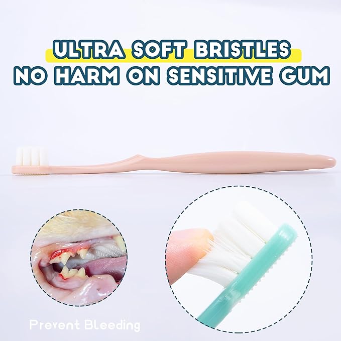 Dog Toothbrush Kit 2 Pack, Ultra Soft Pet Tooth Brush for Medium to Large Dogs & Cats, Animal Teeth Brushing Kit for Easy Dental Cleaning, 2 Pcs, Green-PurrikoPets