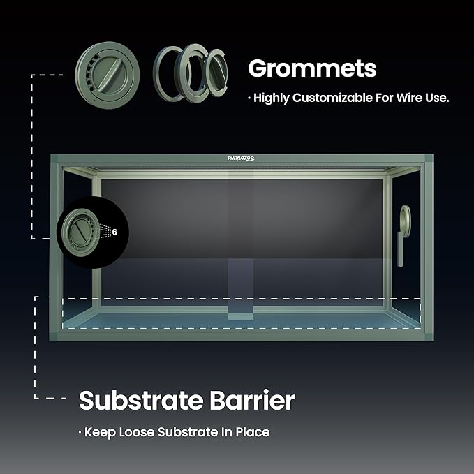 50 Gallon Bearded Dragon Tank, Reptile Enclosure for Easy Maintenance, Front Opening Reptile Tank with Top Screen Ventilation & Glass Sliding Door 36''x18''x18''-PurrikoPets