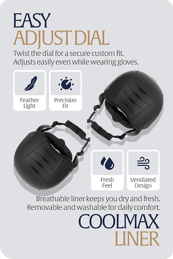 Equinavia Gardian Riding Helmet - Lightweight, Low-Profile Design with Airflow Vents, Easy-Adjust Dial, Removable Coolmax® Liner, ASTM F1163-23/SEI Certified-PurrikoPets
