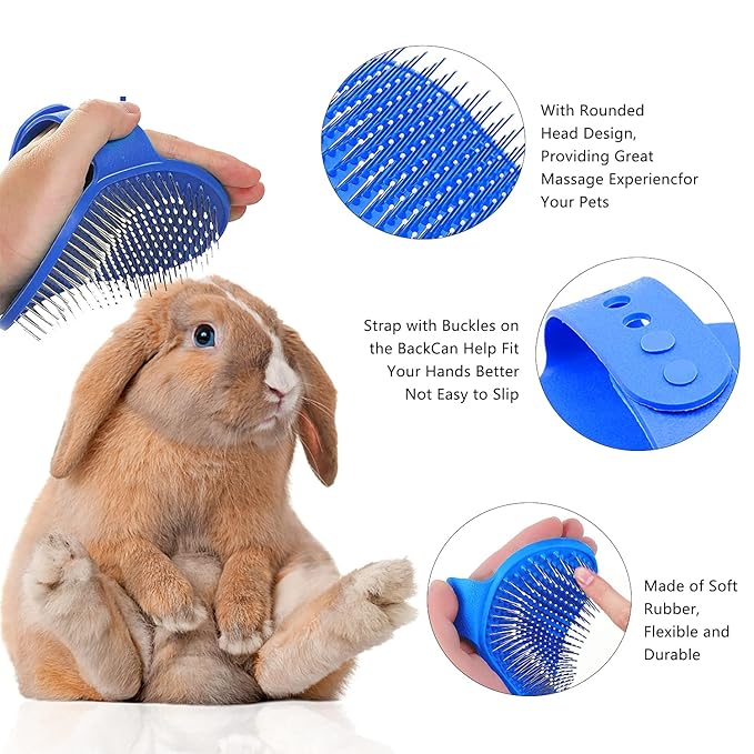 7-Piece Small Pet Grooming Kit with Brush, Nail Clippers, and Adjustable Strap for Rabbits, Hamsters, Guinea Pigs (Blue)-PurrikoPets