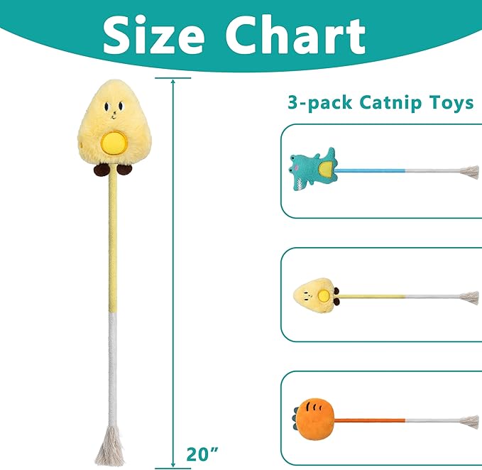 3pcs Safe Cat Rope Toy with Catnip,Teeth Clean Toy for Cat, Cat Chew Toys for Indoor Cat,Kitten Interactive Toys-PurrikoPets
