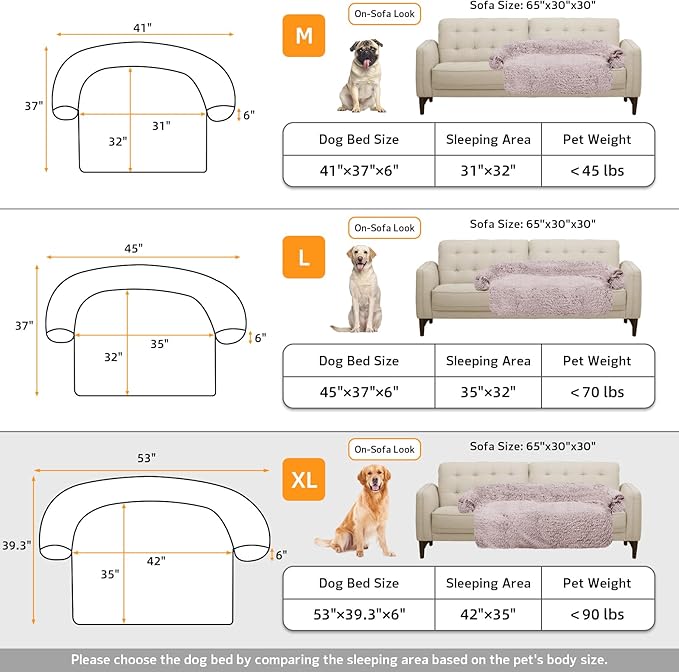 GGIB Calming Dog Bed Fluffy Plush Dog Mat for Furniture Protector with Removable Washable Cover for Large Medium Small Dogs and Cats (Extra Large (53x39.3x6), Rust White)-PurrikoPets