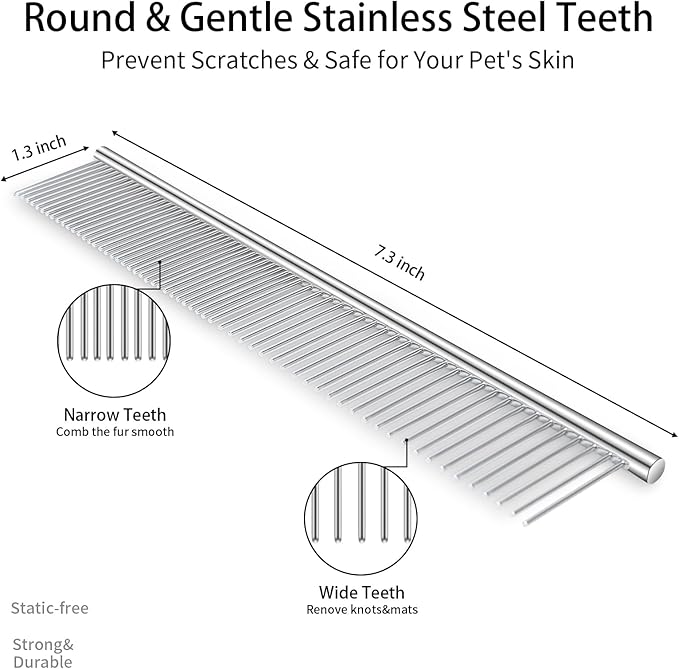 5 PCS Dog Grooming Brush Kit – Self Cleaning Slicker Brush for Shedding Short & Long Haired Dogs & Cats. Removes Loose Fur, Undercoat, Mats, Tangles. Suit for Small, Medium & Large Pets. Blue-PurrikoPets