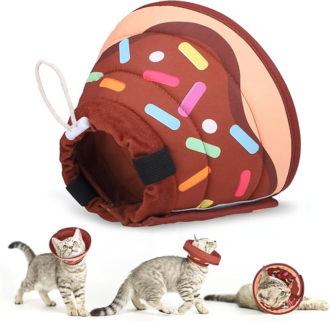 EXPAWLORER Cat Recovery Cone Collar- Soft Adjustable Pet Collar for After Surgery, Waterproof Elizabethan Protective Collar, Stop Licking Donut for Small Medium Kittens-PurrikoPets