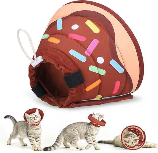 EXPAWLORER Cat Recovery Cone Collar- Soft Adjustable Pet Collar for After Surgery, Waterproof Elizabethan Protective Collar, Stop Licking Donut for Small Medium Kittens-PurrikoPets