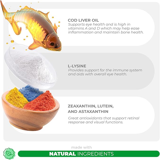 Eye Support for Dogs - 90 Soft Chews - Dog Supplements for Vision, Eye Vitamins for Dogs, with Cod Liver Oil Antioxidant, Dog Omega Supplement, Omega 3 EPA and DHA Fatty Acids.-PurrikoPets