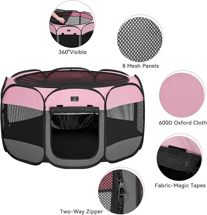 A 4 Pet Portable Cat Play Pen for Cats, 27" Foldable Kitten Playpen for Puppy/Cat/Rabbit/Chick, with Removable Zipper Top & Mesh Panel(11”W × 7.5”H)-PurrikoPets