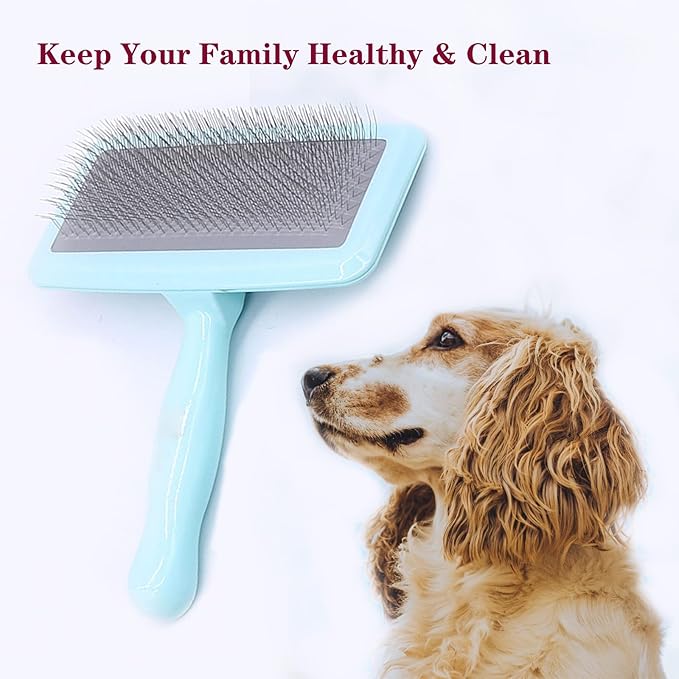 Air Cushion Slicker Brush for Dogs Cats,Soft Pin Shedding Brush for Short Haired Dog,Cat, Pet Grooming Wire Brush for Thin Curly Matted Tangled Hair,14mm(0.55"),Green-PurrikoPets