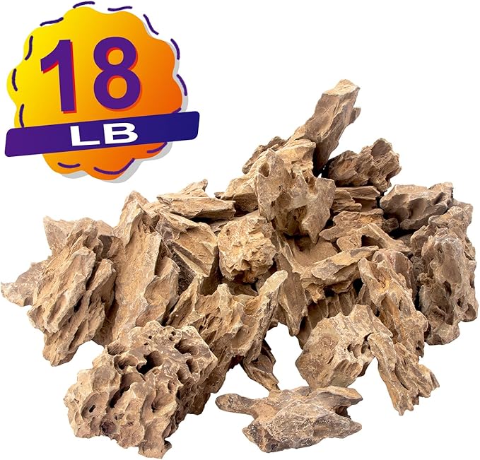 18.1 Pounds Natural Dragon Stones for Aquascaping Terrariums,Aquarium Dragon Ohko Rock (2.1 to 7.2 inch)-PurrikoPets