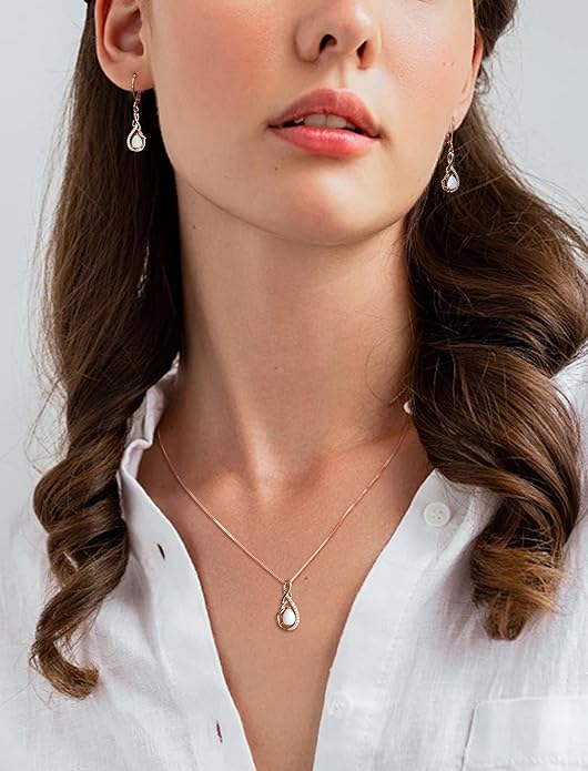 STARCHENIE Infinity Teardrop Pendant Necklace for Women 925 Sterling Silver Birthstone Jewelry