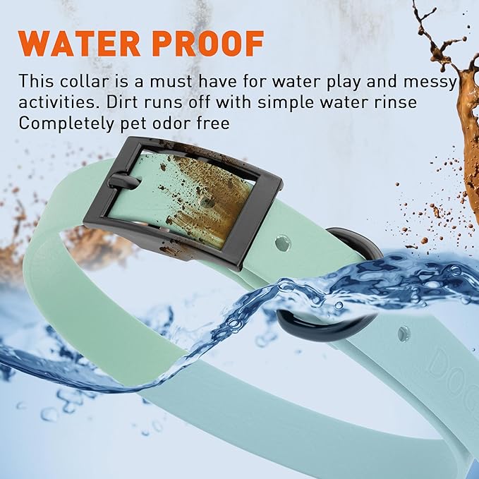 Dogline Biothane Waterproof Dog Collar Strong Coated Nylon Webbing with Black Hardware Odor- Proof for Easy Care Easy to Clean High Performance Fits Small Medium or Large Dogs, Sage Green-PurrikoPets