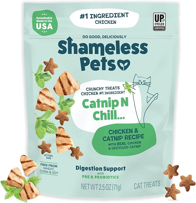 Shameless Pets Digestive Health Catnip Chicken Crunchy Cat Treats-PurrikoPets