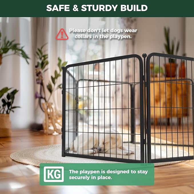 FXW Homeplus Unleashed Indoor Dog Playpen - Stress-Free and Safe Play, Heavy Duty 24 Inch 16 Wire Panels Dog Pen for Puppy and Small Dogs, Black│Patented-PurrikoPets