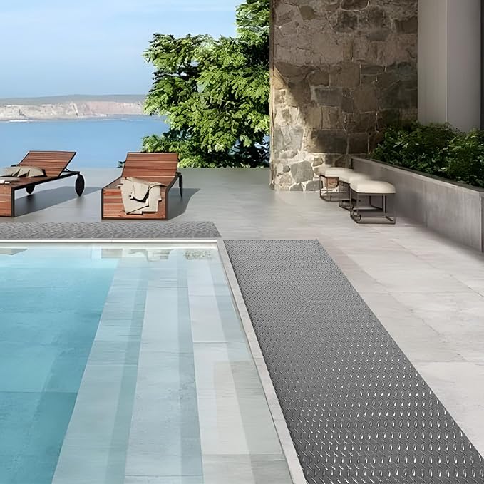 5Ft x 12Ft Rubber Flooring Mats 1.6mm Diamond Plate Flooring Roll 60sqft Rubber Trailer Garage Floor Mats Non-Slip Floor Protector Mat for Garage Warehouse Gym Basement-Gray-PurrikoPets