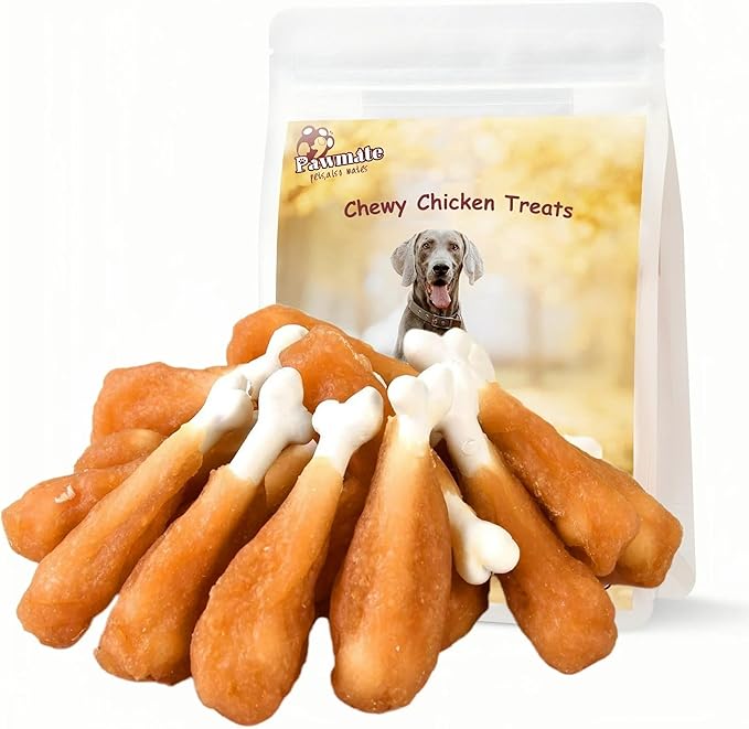 Dog Treats, Chicken Wrapped Calcium Bone Rawhide-Free Grain-Free Training Treats for Dogs Teeth Cleanning Breath Fresh Dog Chewy Snacks for Medium Large Dogs 10.6oz or 18-19 pcs-PurrikoPets