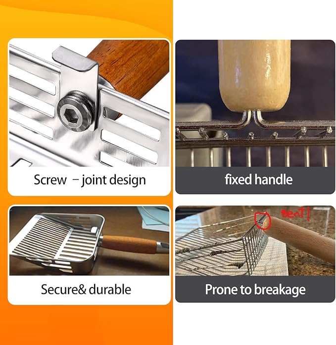 304 Stainless Steel Cat Litter Scoop, One-Piece Pressed Design with No Weld Spots, Durable Anti-Break Handle, Dual Slot Sizes, Easy to Clean, Filters Small Litter Clumps Litter Scoop-PurrikoPets