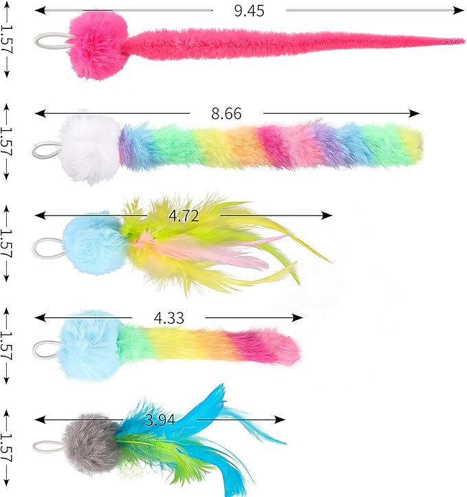 5 Pack Cat Toy Replaceable Feathers for Interactive Cat Toys with Remote Control, Cat Feather Toys Attachments for Indoor Cats Exercise and Play (Not Include Cat Toy, Only Accessories)-PurrikoPets