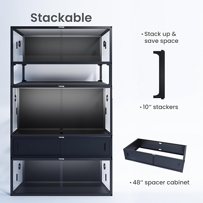 120 Gallon Bearded Dragon Tank,48" x 24" x 24" Reptile Tank with Sliding Door Top Screen Ventilation, Front Opening Reptile Enclosure for Easy Maintenance-PurrikoPets