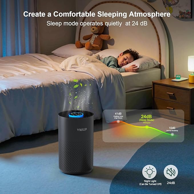 Air Purifiers for Bedroom Home up to 800 ft², Vniup H14 True HEPA Room Air Purifiers for Bedroom, with Fragrance Function Sleep Mode& Light Mode Air Cleaner for Pet Dander Odor Dust Smoke-PurrikoPets