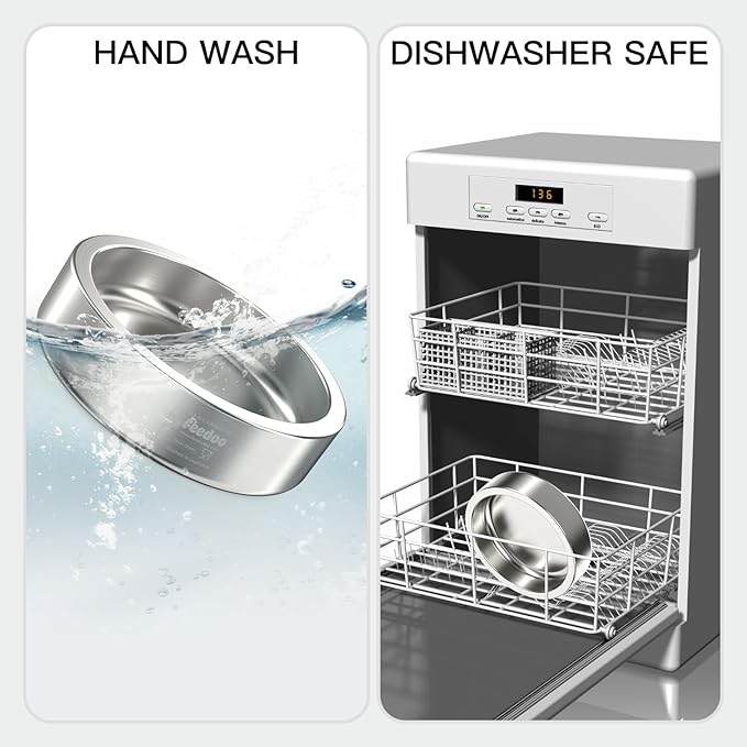 20oz Stainless Steel Cat Food & Water Bowl - Double Walled 304 Stainless Steel Non-Slip Cat Dish | BPA-Free & Dishwasher Safe for Indoor Cats-PurrikoPets