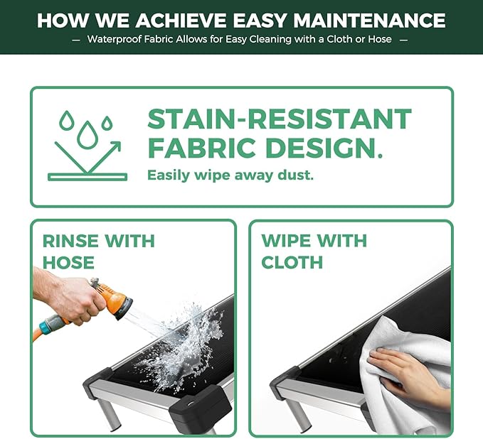 FXW TitanNest Chew-Proof Elevated Dog Bed, Raised Cot for Indoor/Outdoor/Camping Use, Durable & Washable Padded Pet Bed for Medium Dogs, 41.0" L x 27.0" W x 5.0" H, Black-PurrikoPets