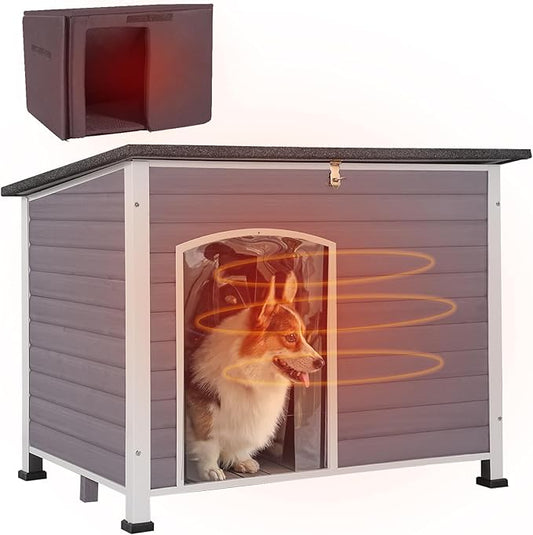 Aivituvin Insulated Dog House for Winter Outdoor Dog Kennel with All-Around Iron Frame- 100% Insulated Guarantee-PurrikoPets